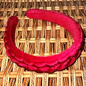 Elegant Red Velour Braided Headband